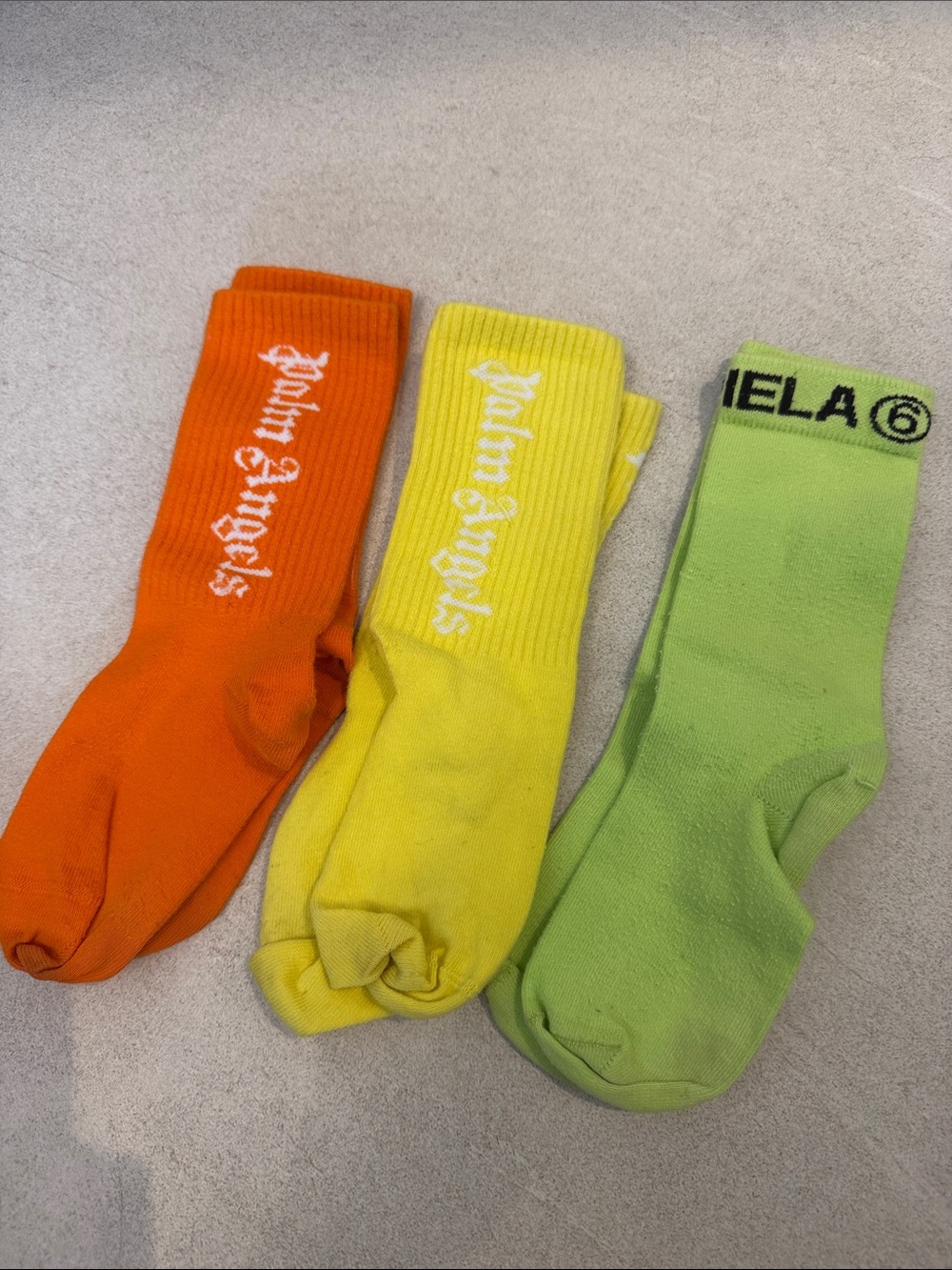 Palm Angels 3pack Ribbed Crew Socks Orange, Yellow, Lime Green margiela socks